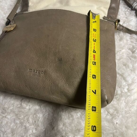 Margot Fold over Taupe Leather Crossbody Bag  brass hardwares and accent - Picture 8 of 13